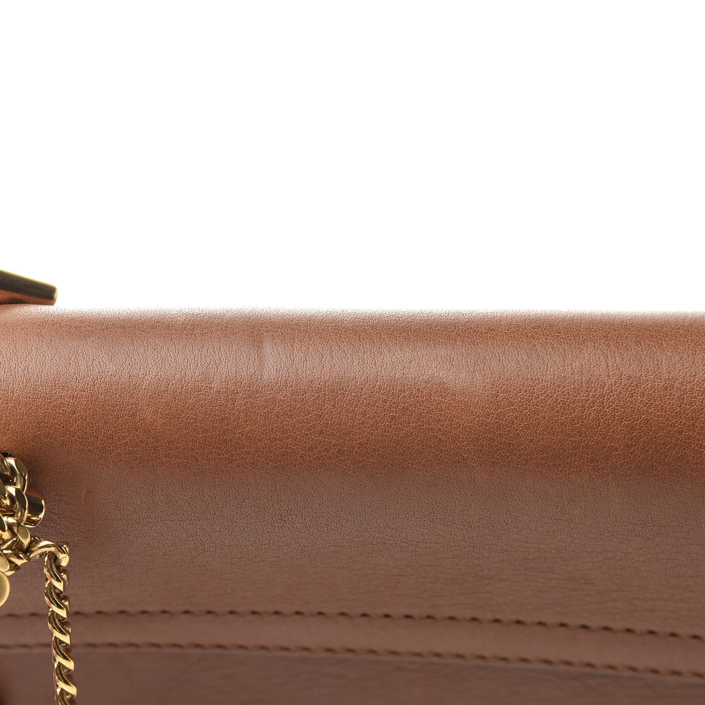Calfskin Raffia Drew Chain Shoulder Bag Caramel