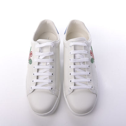 Gucci Calfskin Miro Soft Tennis Embroidered Womens Ace Sneakers 39.5 White Rio Blue 6 of 12