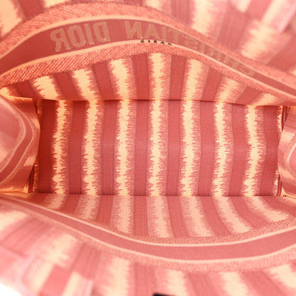 Christian Dior Canvas Embroidered Large Striped Book Tote Pink 5 of 12