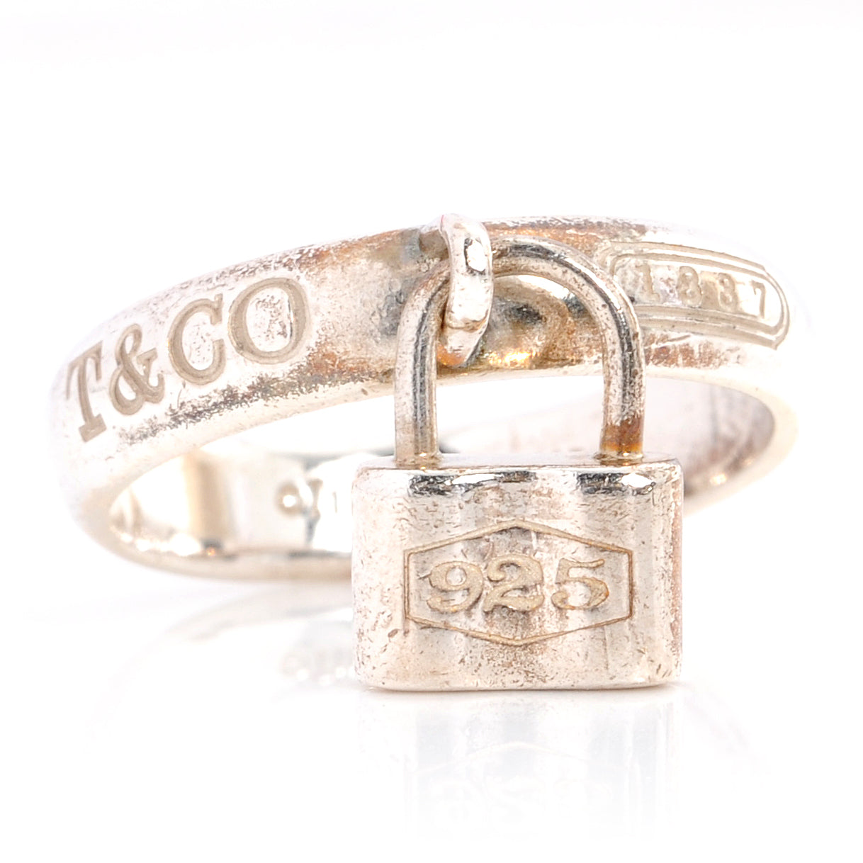 Tiffany Sterling Silver 1837 Lock Charm Ring 49 5 1 of 7