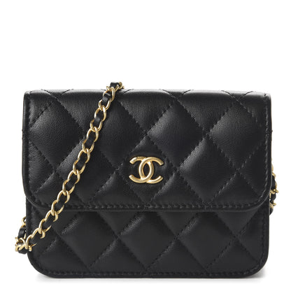 Chanel Lambskin Quilted Pearl Crush Clutch With Chain Black 1 of 12