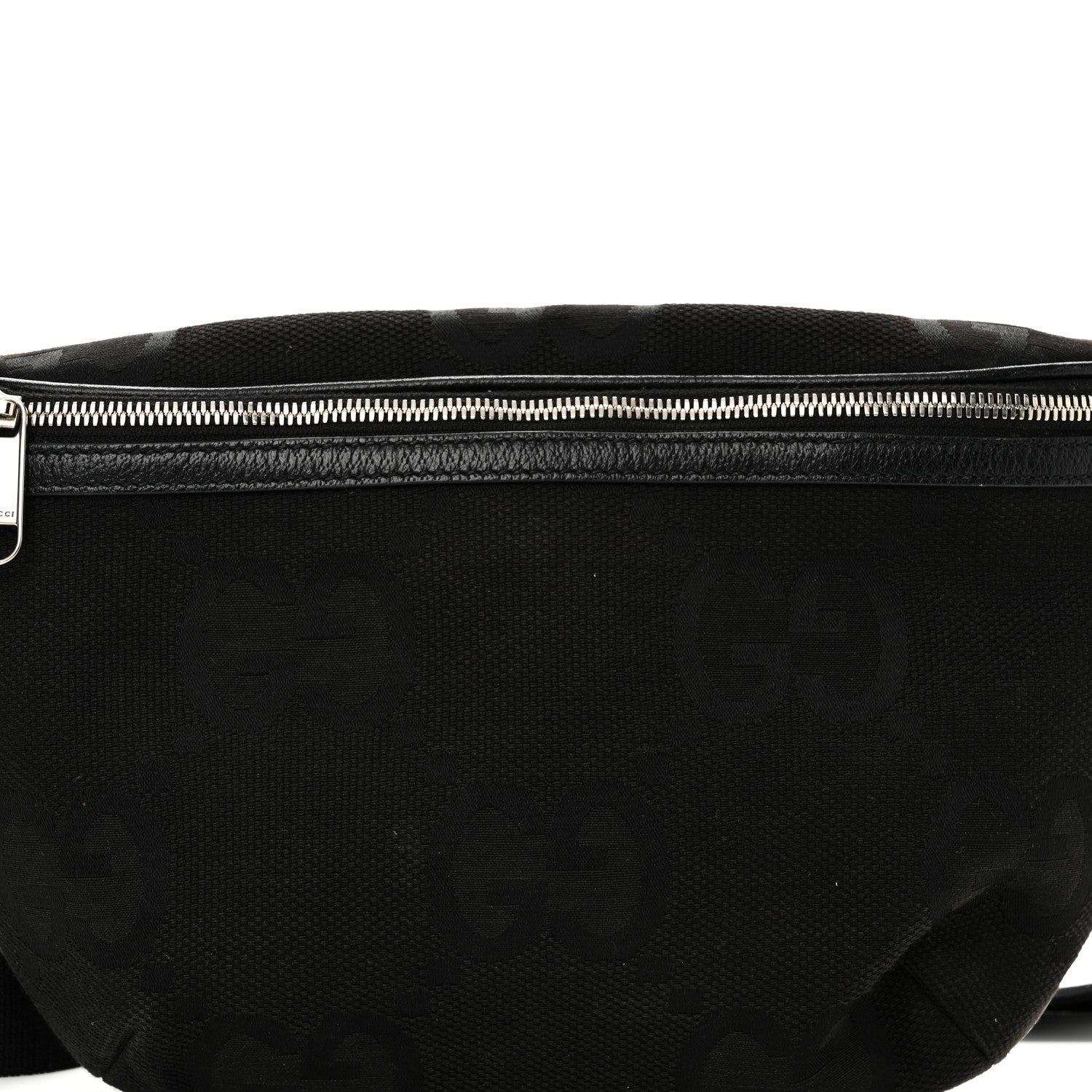 Gucci Monogram Jumbo GG Textured Dollar Calfskin Web Belt Bag Black 15 of 18
