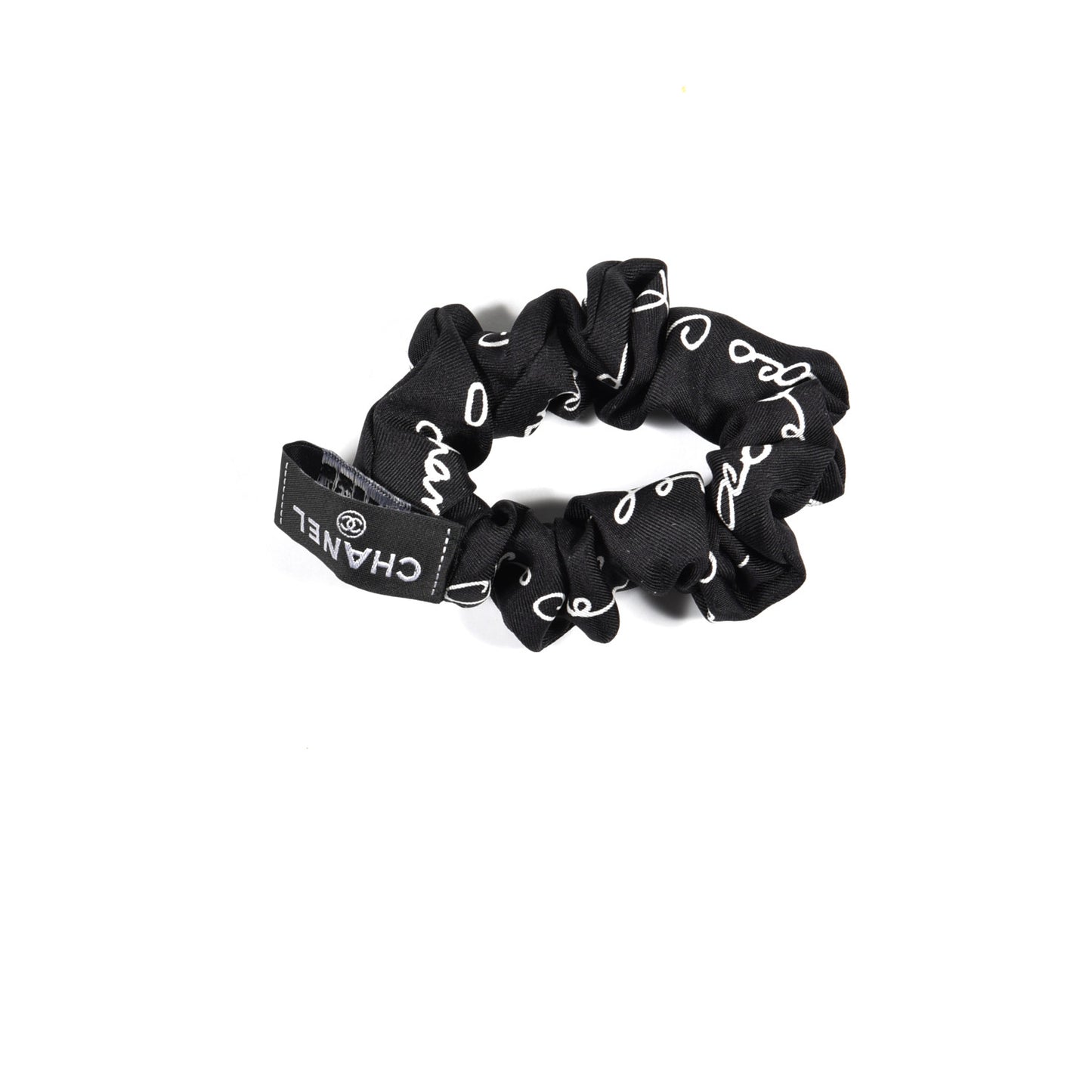 Silk CC Twilly Hair Tie Black White