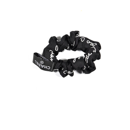 Chanel Silk CC Twilly Hair Tie Black White 3 of 6