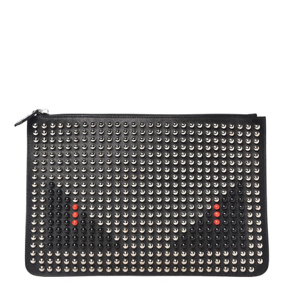 Fendi Vitello Elite Monster Eyes Studded Pouch Black 1 of 7