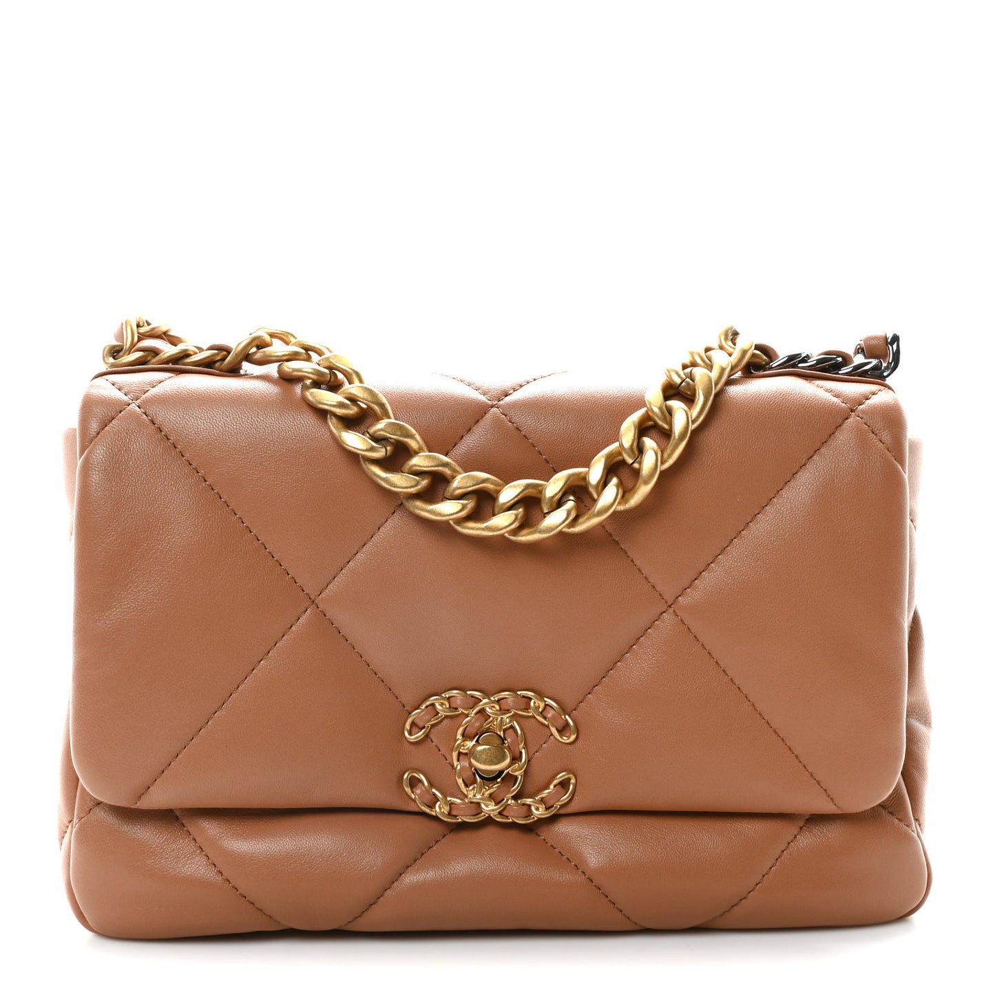 Lambskin Quilted Medium Chanel 19 Flap Brown