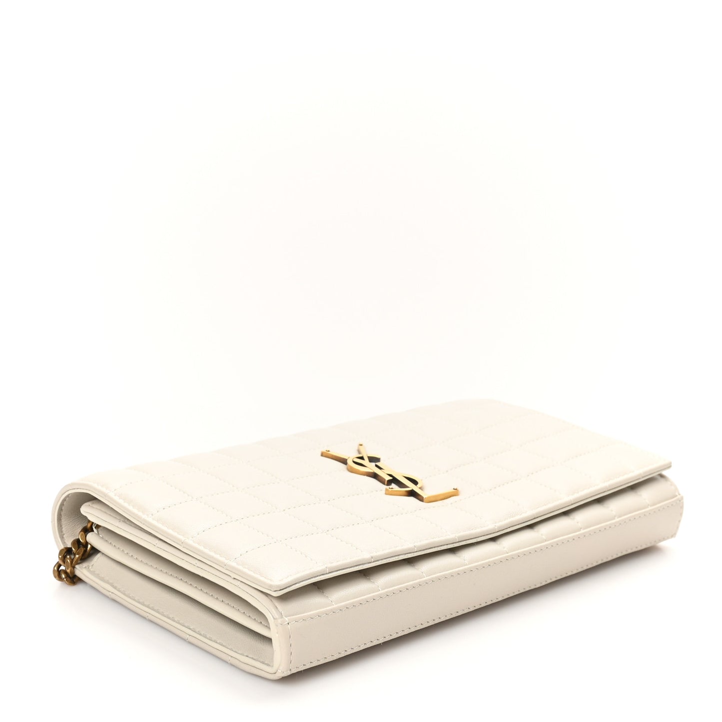 Lambskin Carre Quilted Cassandre Chain Wallet Blanc Vintage