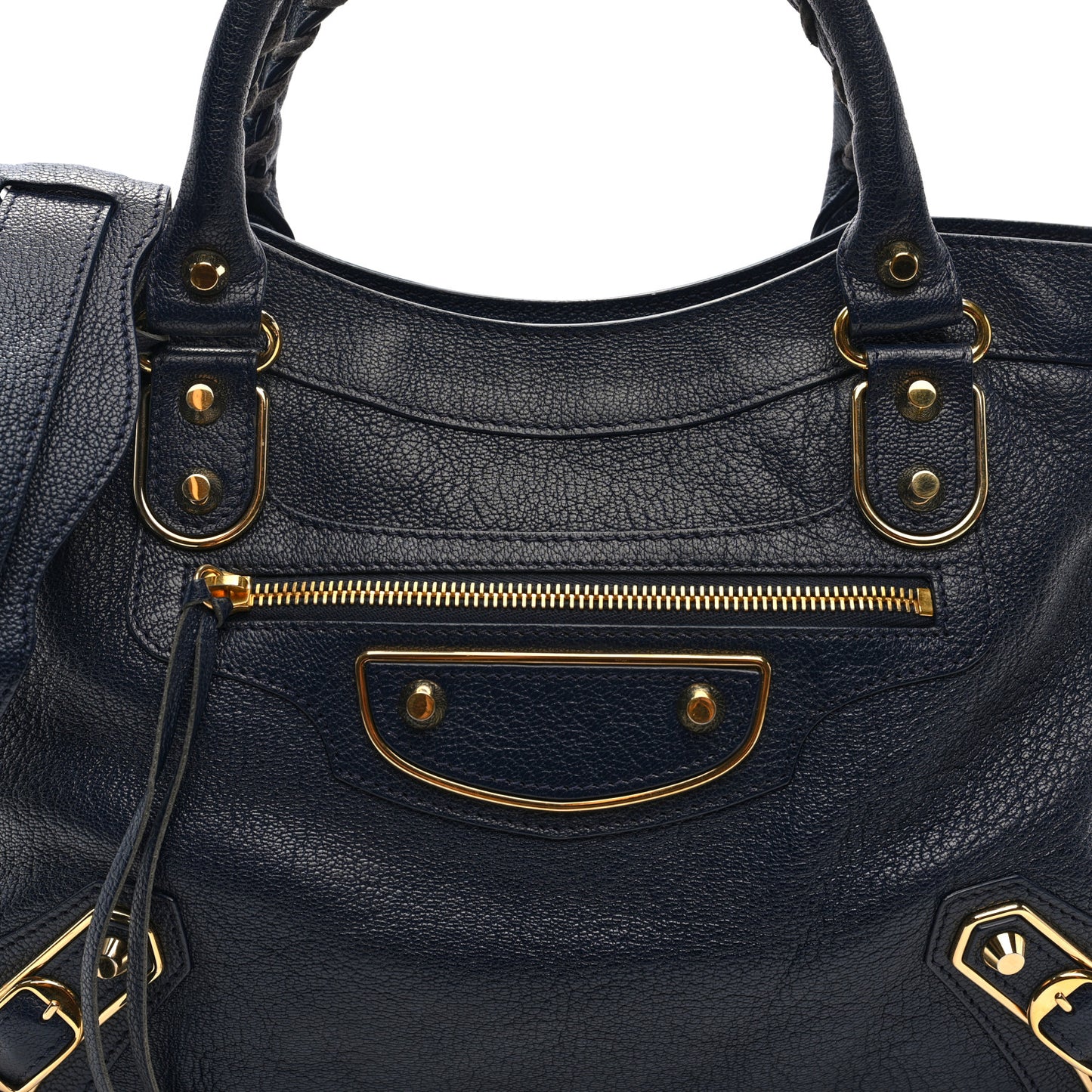 Chevre Gold Metallic Edge Hardware Town Bleu Nuit Dark Sea