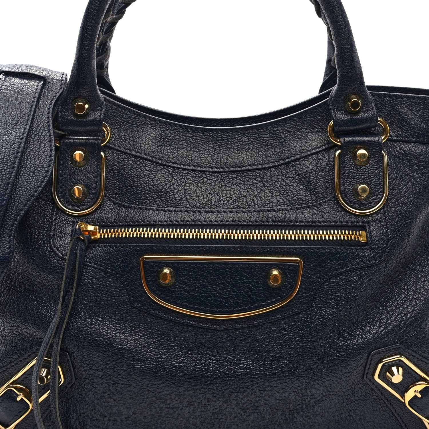 Balenciaga Chevre Gold Metallic Edge Hardware Town Bleu Nuit Dark Sea 8 of 10