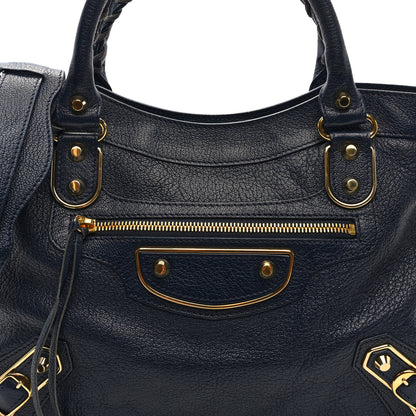 Balenciaga Chevre Gold Metallic Edge Hardware Town Bleu Nuit Dark Sea 8 of 10