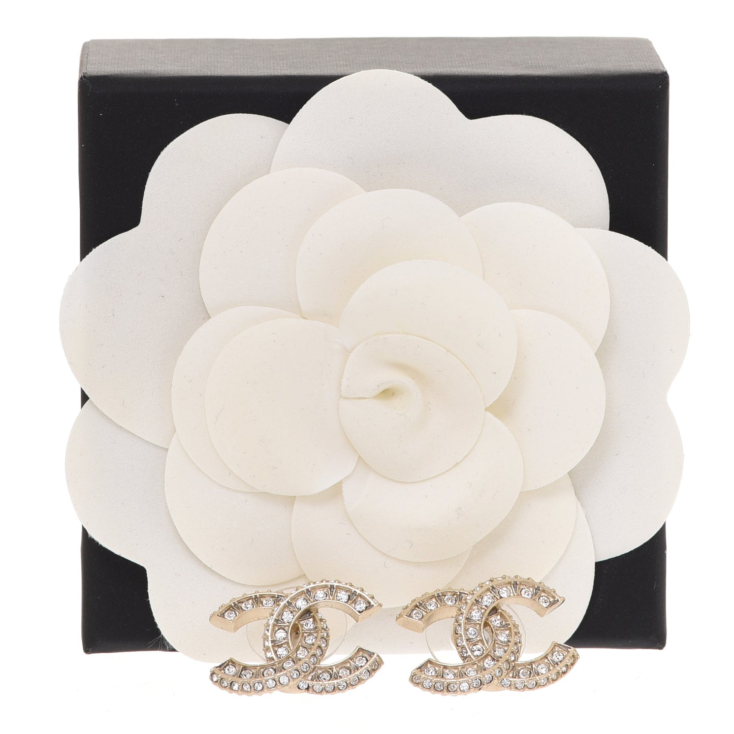 Crystal Timeless CC Earrings Light Gold