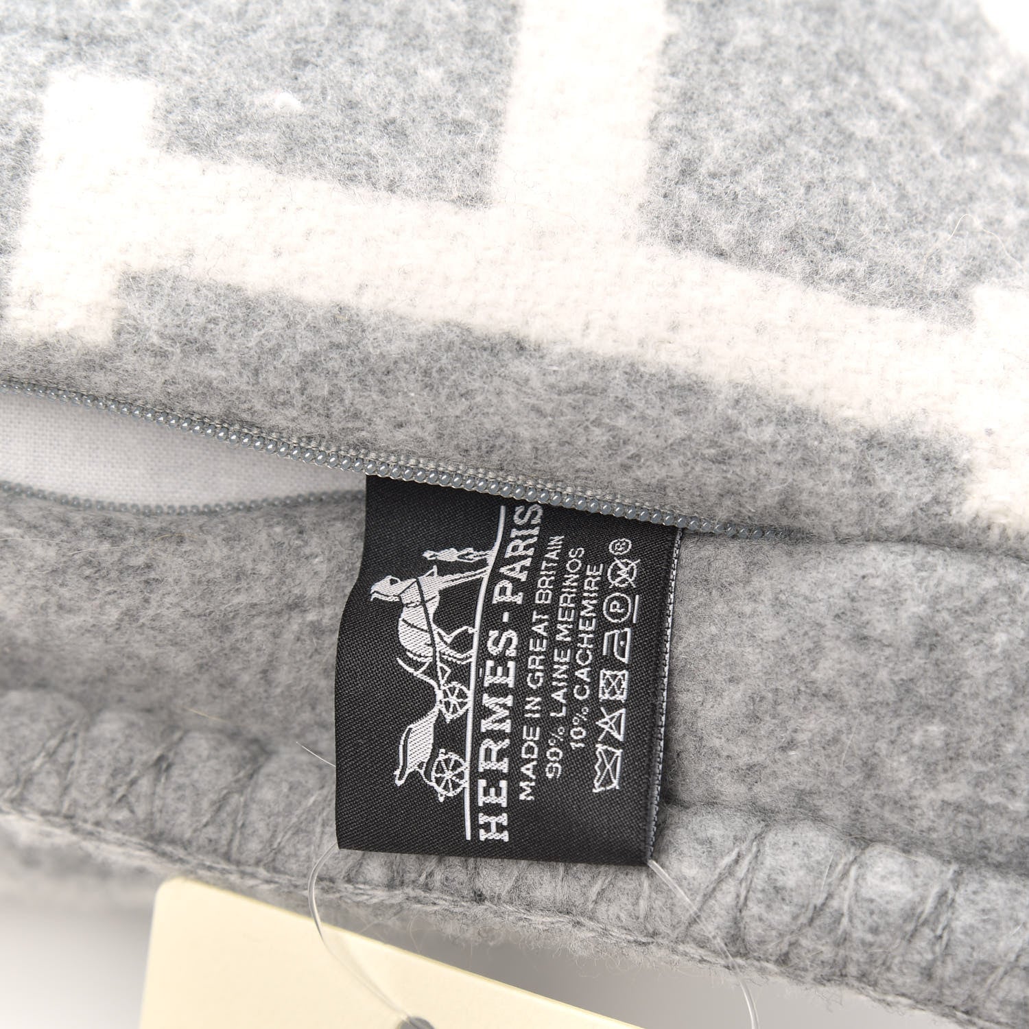 Hermes Wool Cashmere Avalon III Pillow PM Ecru Gris Clair 3 of 3