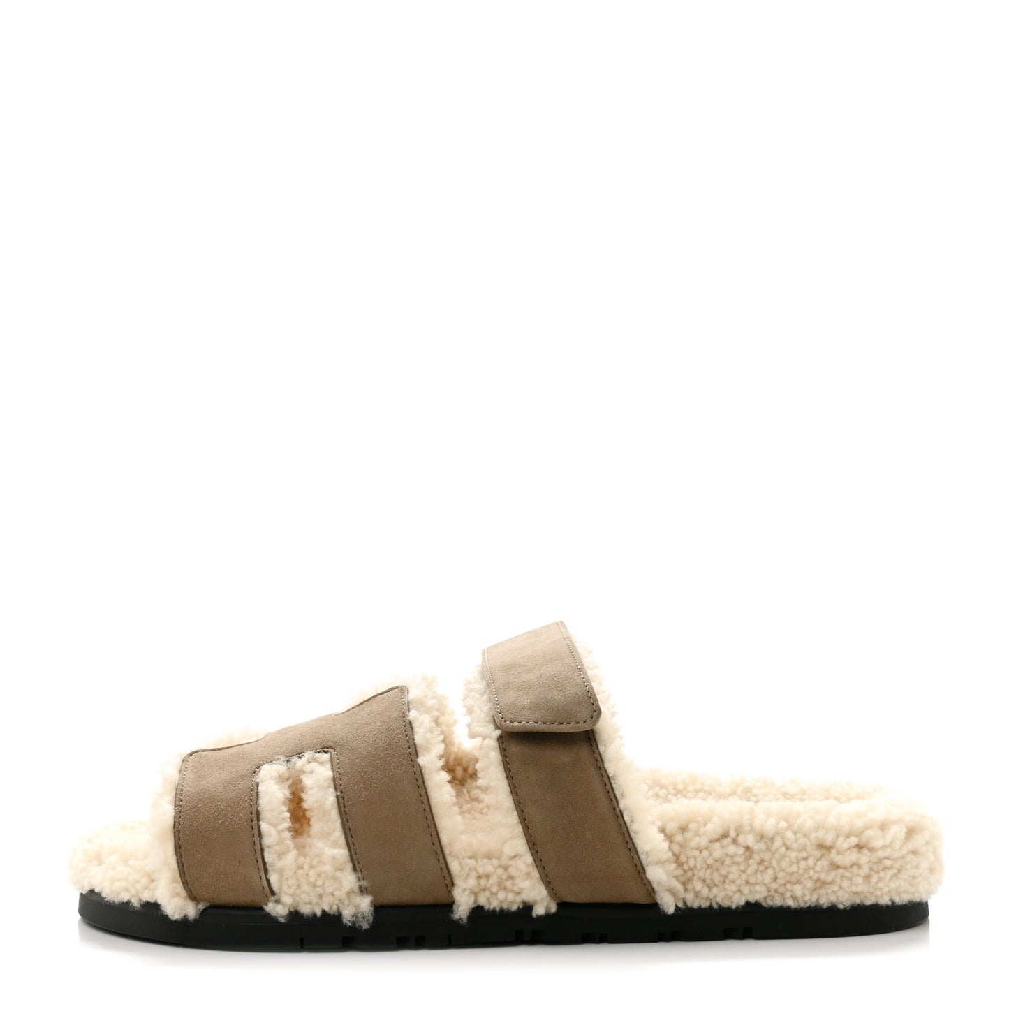 Suede Goatskin Woolskin Womens Chypre Sandals 39 Etoupe Ecru