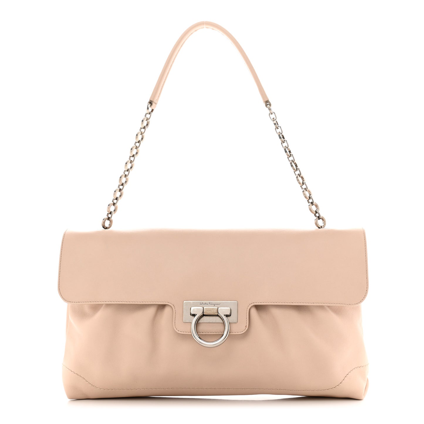 Calfskin Gancini Chain Shoulder Bag New Bisque