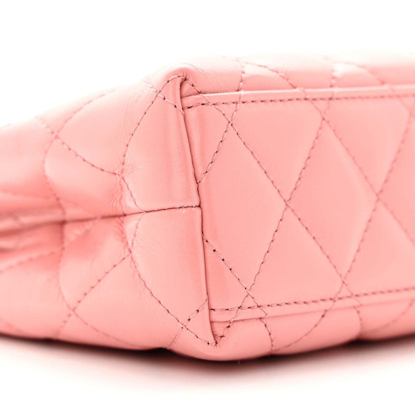 Shiny Aged Calfskin Quilted Nano Kelly Shopper Coral Pink