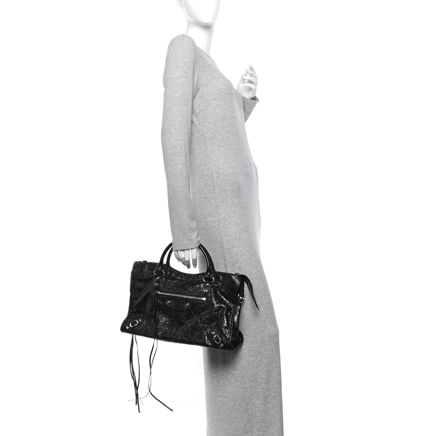 Balenciaga Agneau Arena Silver Hardware Medium Le City Black 2 of 10