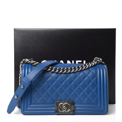 Chanel Caviar Quilted Medium Boy Flap Blue 12 of 12