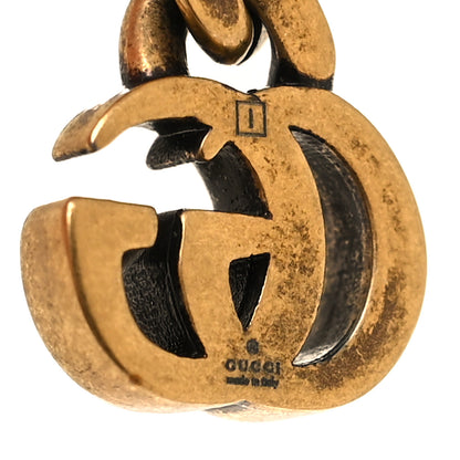 Gucci Metal Crystal Double G Chain Drop Earrings Aged Gold 4 of 4