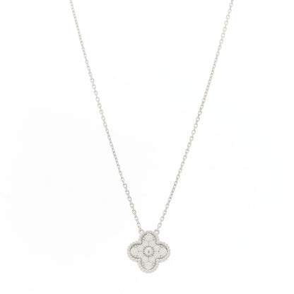 Van Cleef & Arpels 18K White Gold Diamond Vintage Alhambra Pendant Necklace 1 of 5
