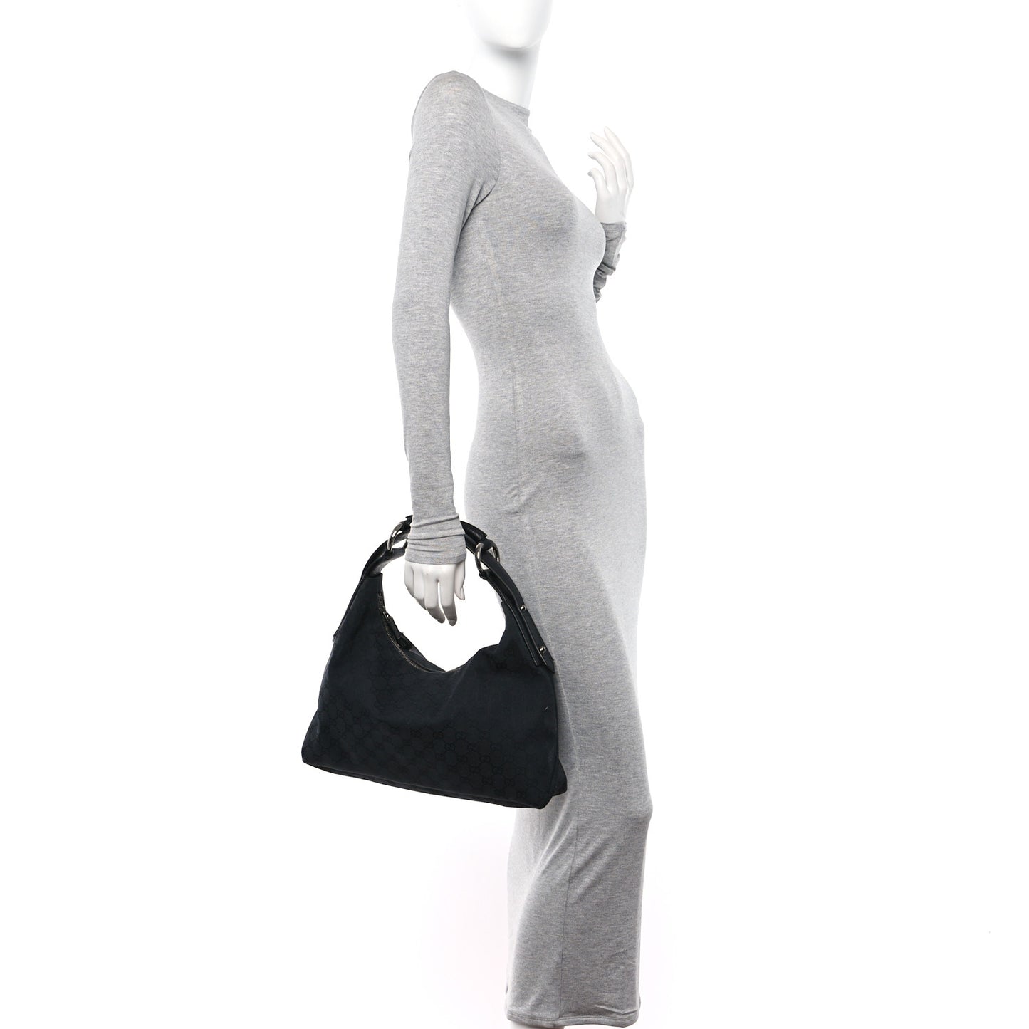 Monogram Medium Horsebit Chain Hobo Black