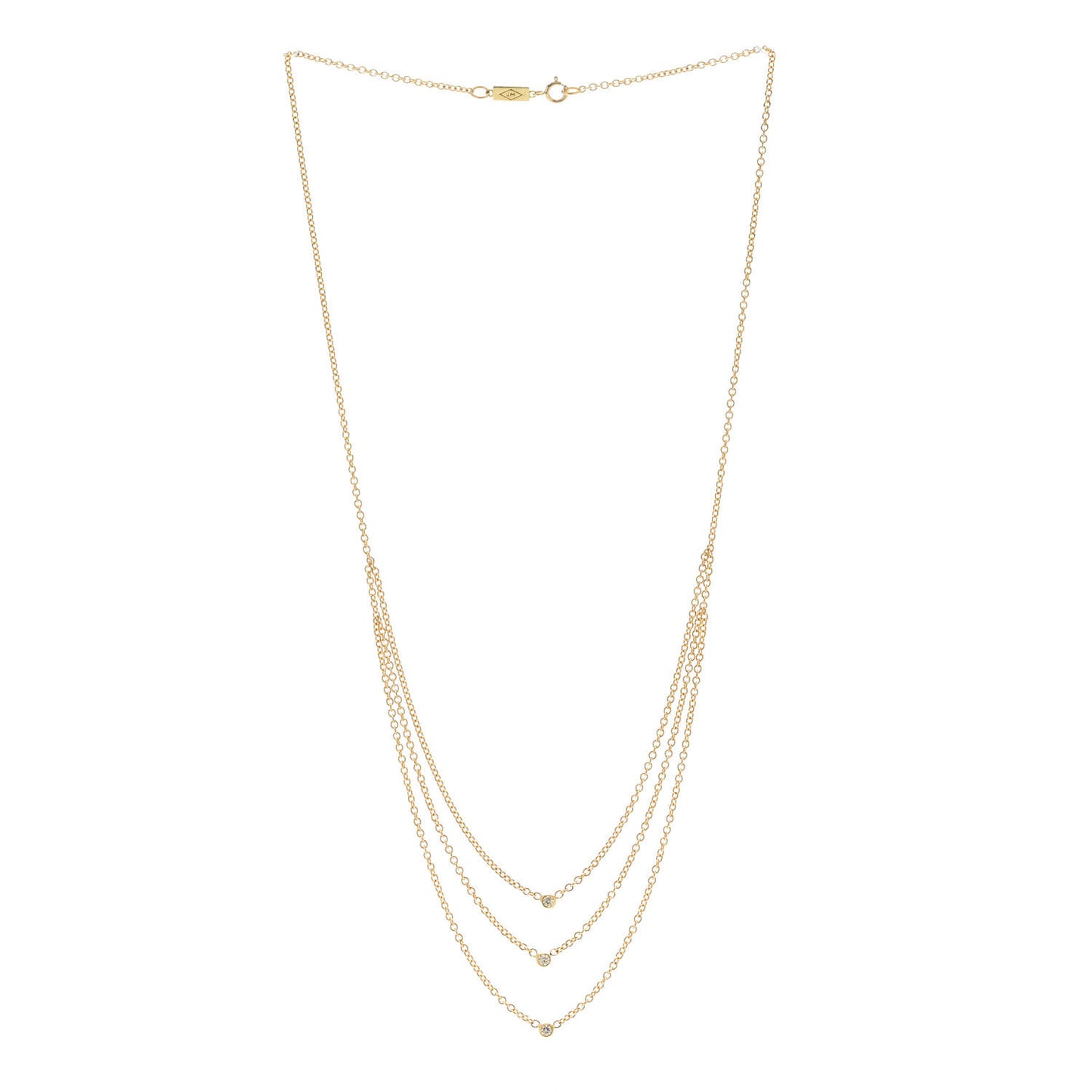 18K Yellow Gold Diamond Tiered Chain Necklace