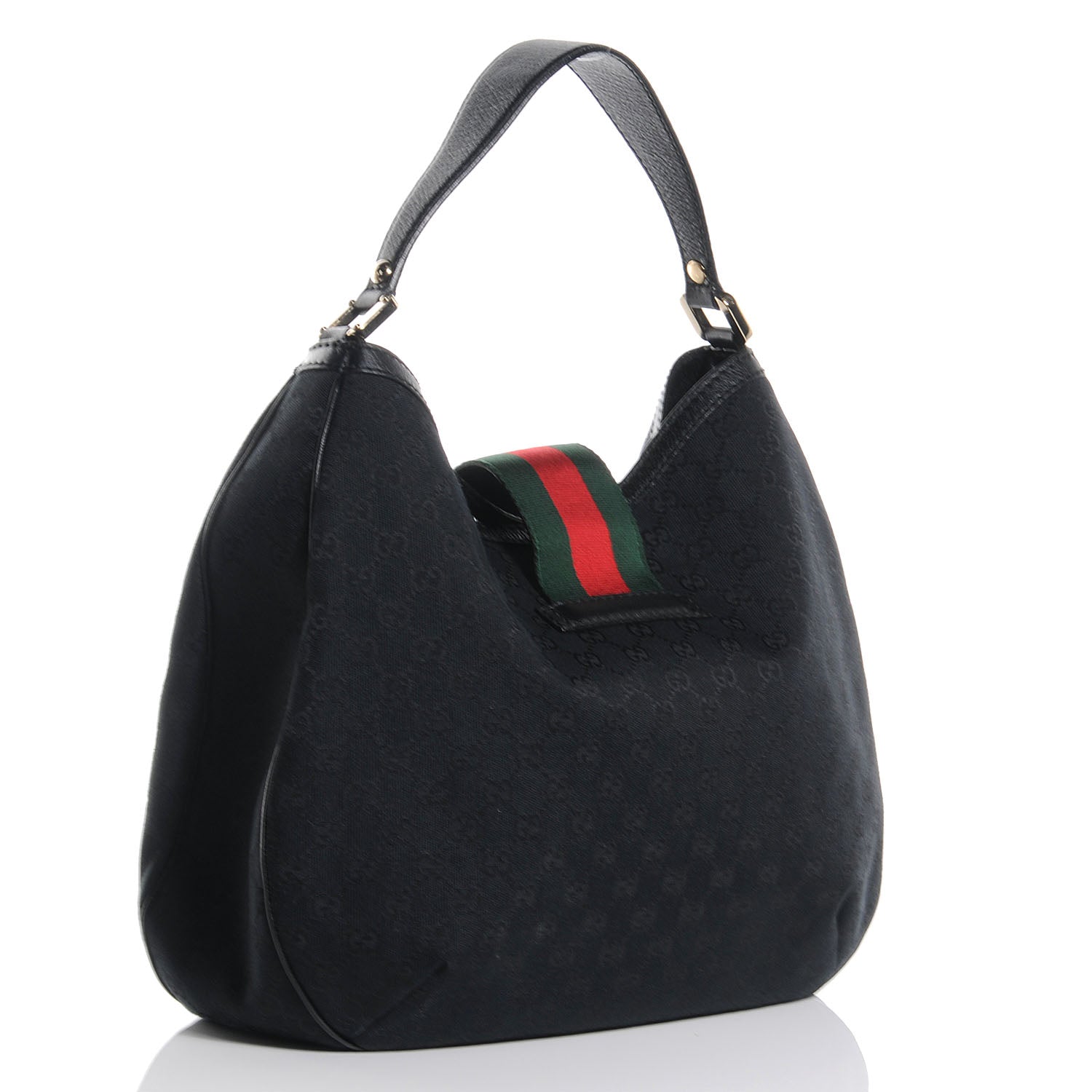 Gucci Monogram New Ladies Web Large Hobo Black 3 of 7