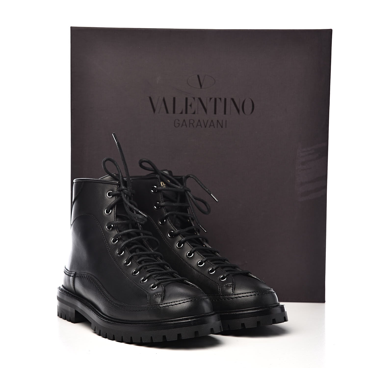 Valentino Garavani Calfskin Rockstud Mens Combat Boots 40 Black 12 of 12