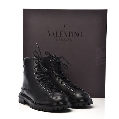 Valentino Garavani Calfskin Rockstud Mens Combat Boots 40 Black 12 of 12