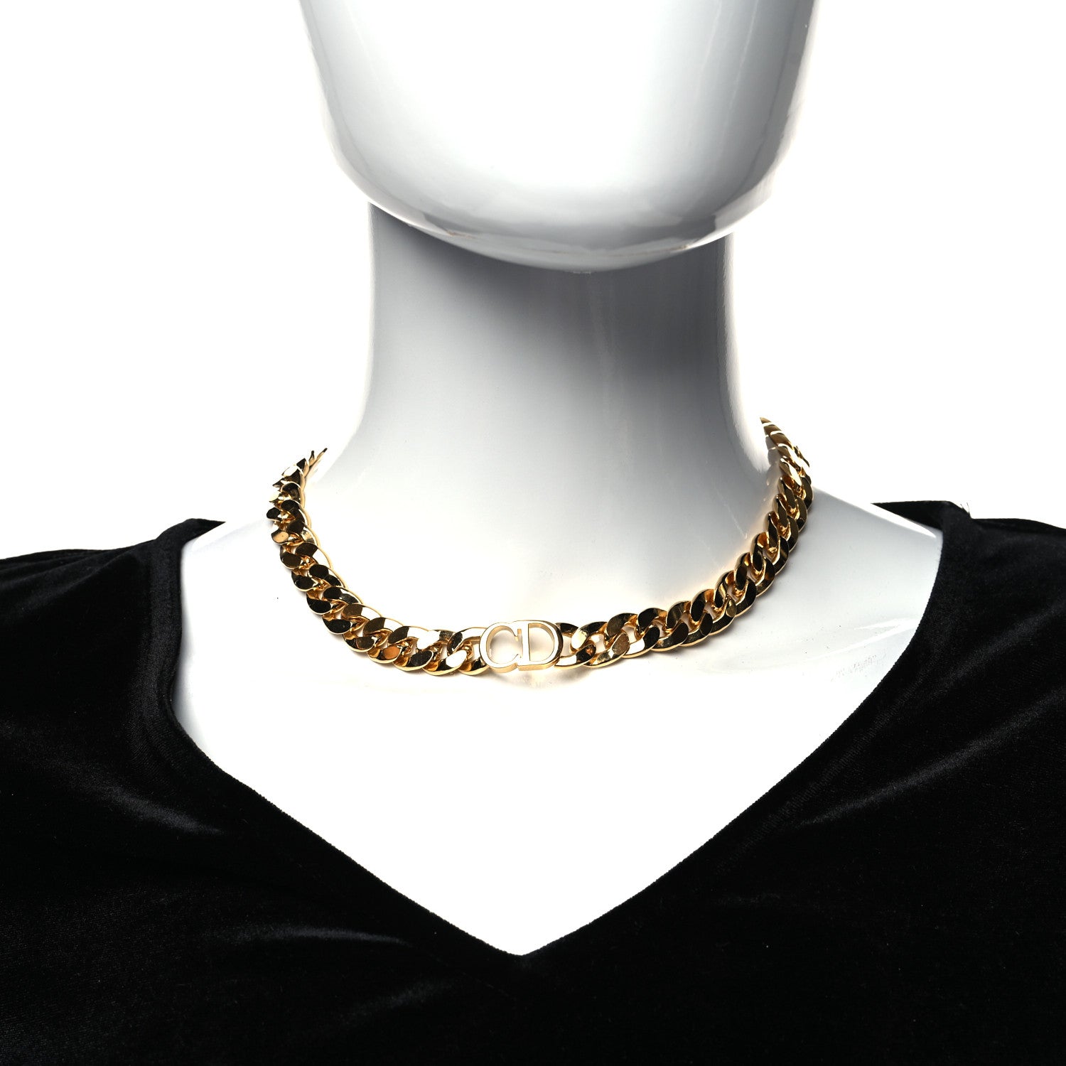 Christian Dior Metal CD Choker Necklace Gold 2 of 5
