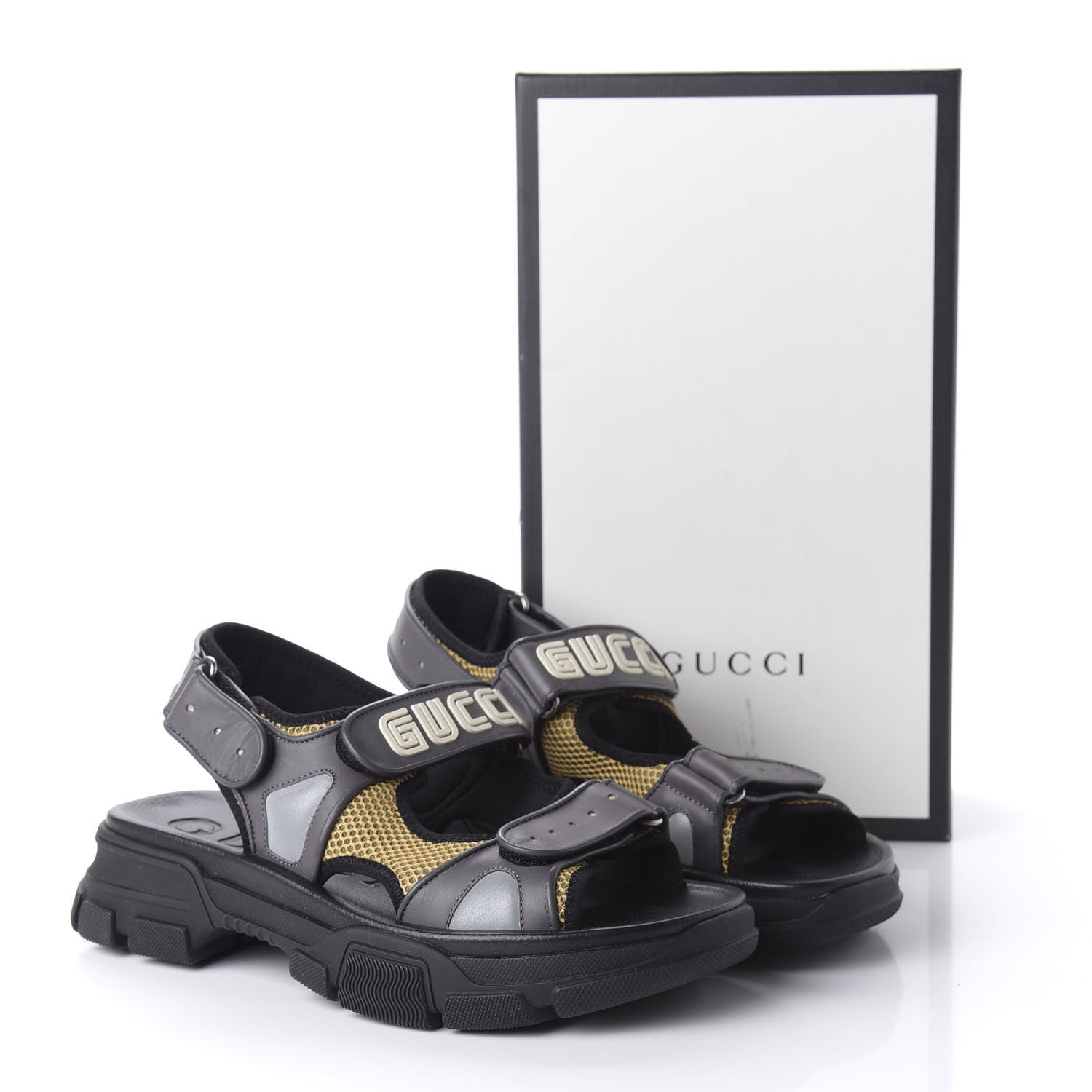 Gucci X SEGA Nappa Mesh Mens Aguru Sandals 9 Loess Black 9 of 9