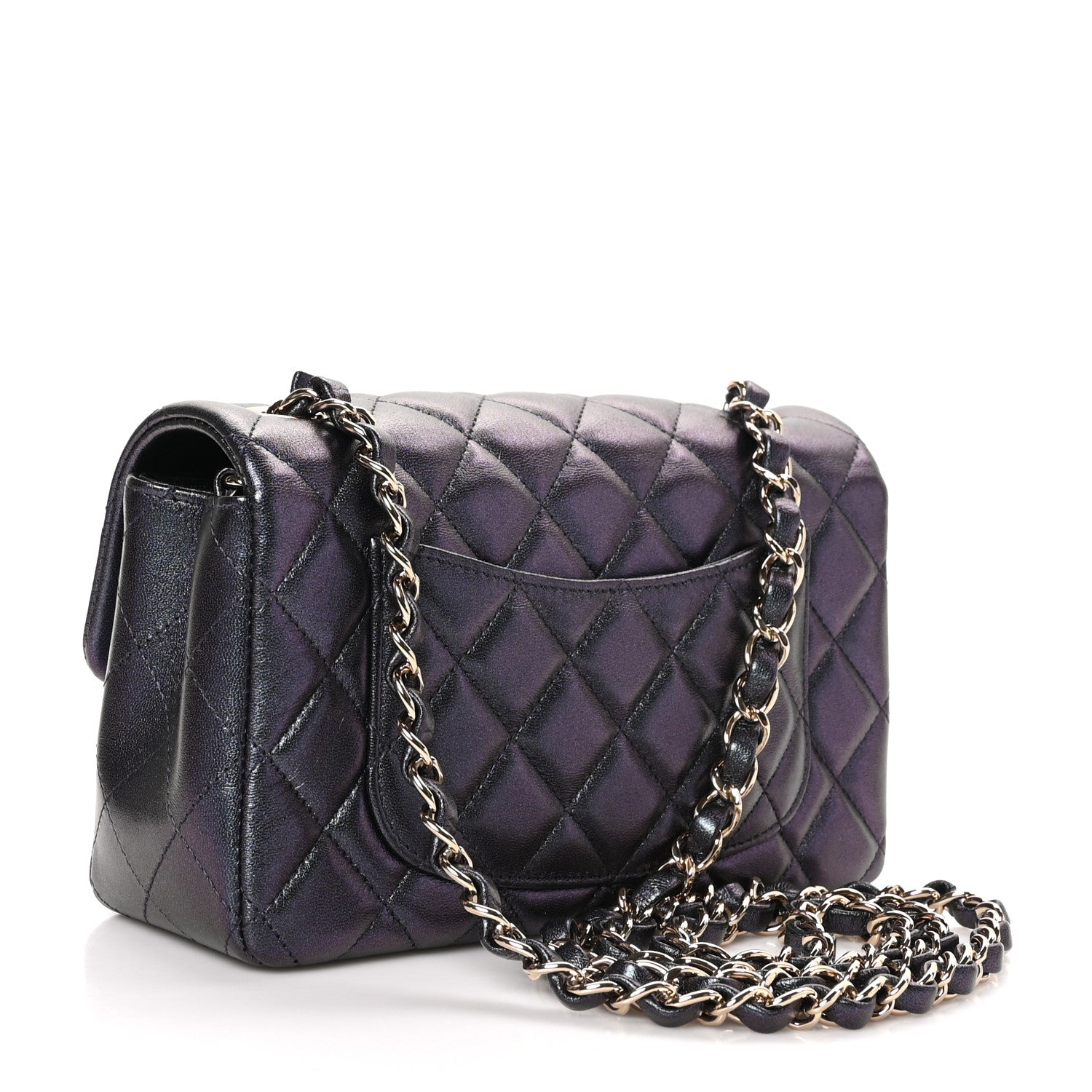 Chanel Iridescent Lambskin Quilted Mini Rectangular Flap Black 2 of 10