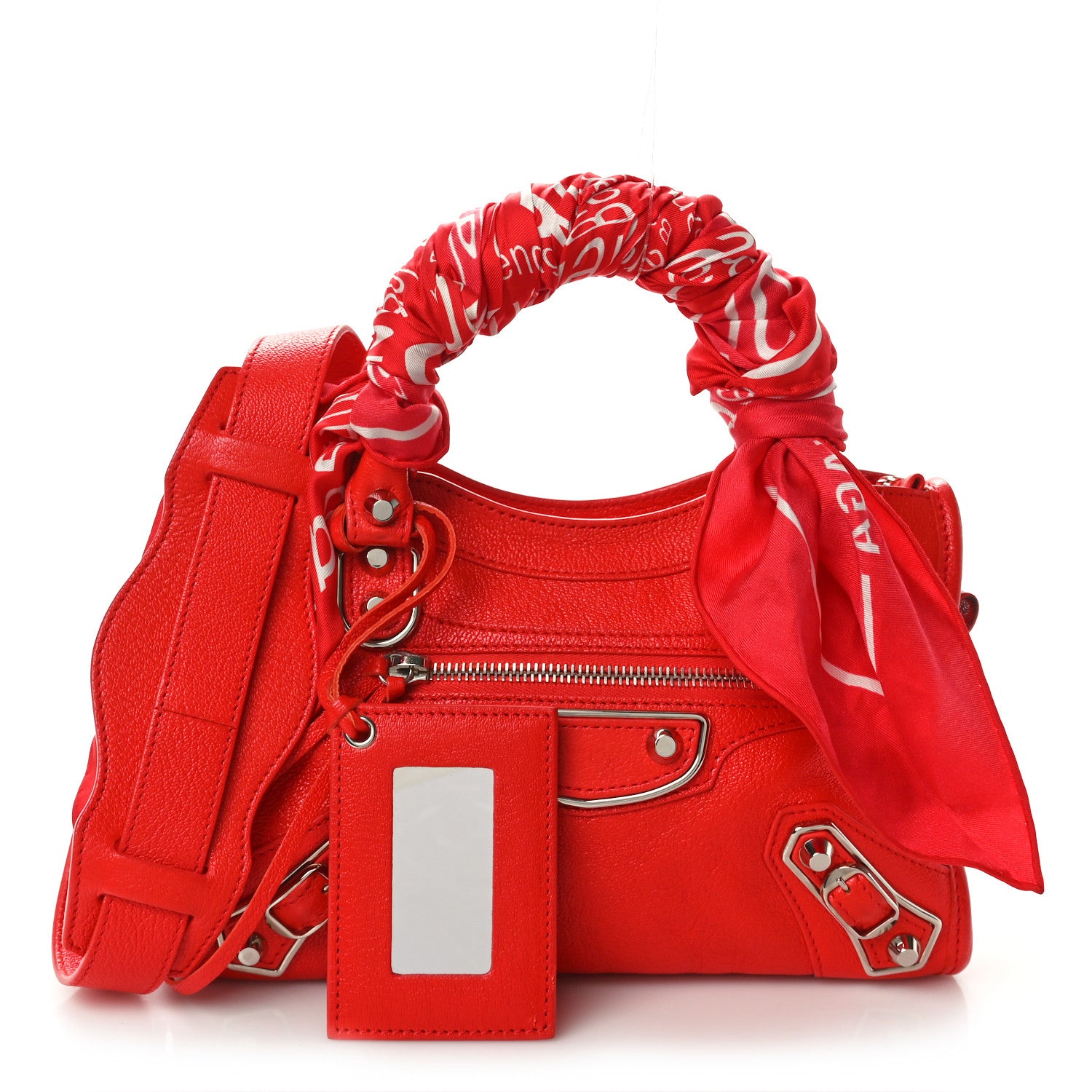 Balenciaga Chevre Silver Metallic Edge Hardware Mini Cityscarf Flame 2 of 11