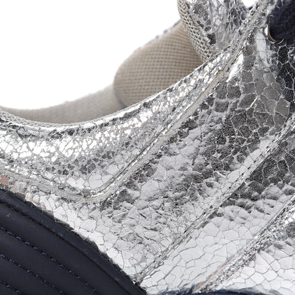 Chanel Metallic Crackled Calfskin CC Sneakers 39 Silver 10 of 13