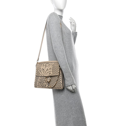 Chloe Calfskin Pineapple Perforated Medium Faye Shoulder Bag Abstract White 2 of 12