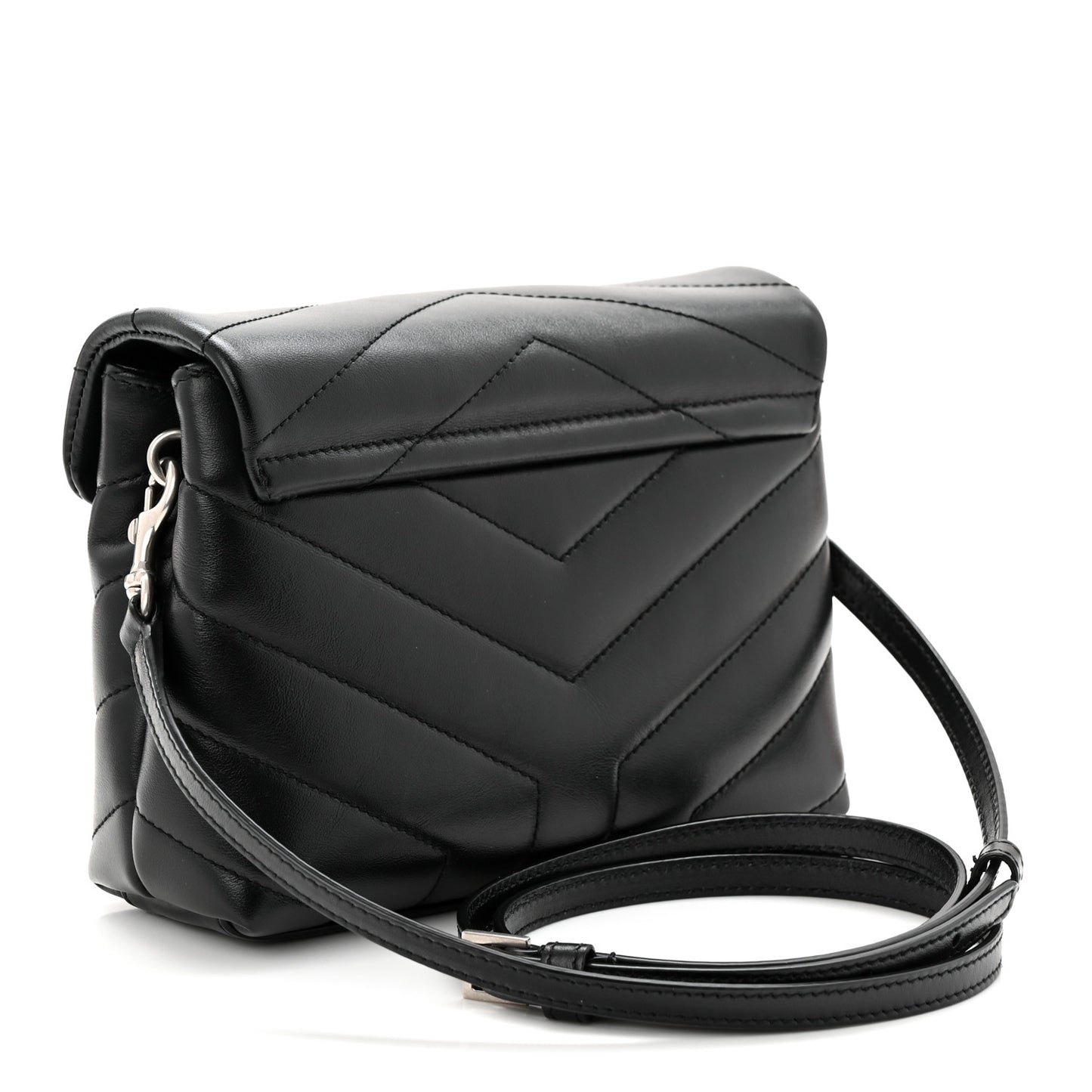 Calfskin Y Quilted Monogram Toy Loulou Crossbody Bag Black
