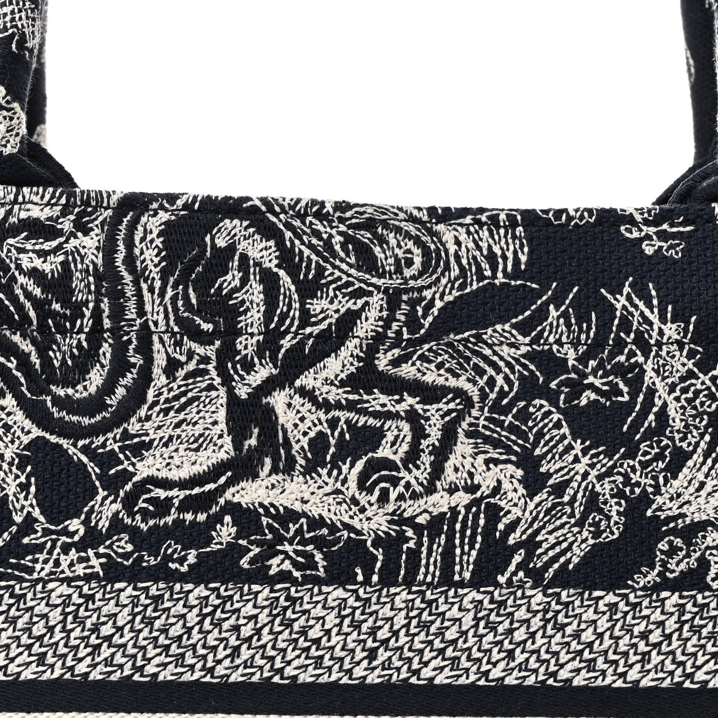 Canvas Embroidered Medium Dioriviera Toile De Jouy Reverse Book Tote Blue