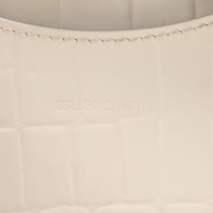 Balenciaga Extra Supple Calfskin Crocodile Embossed Neo Classic Silver Hardware Super Mini City White 6 of 11