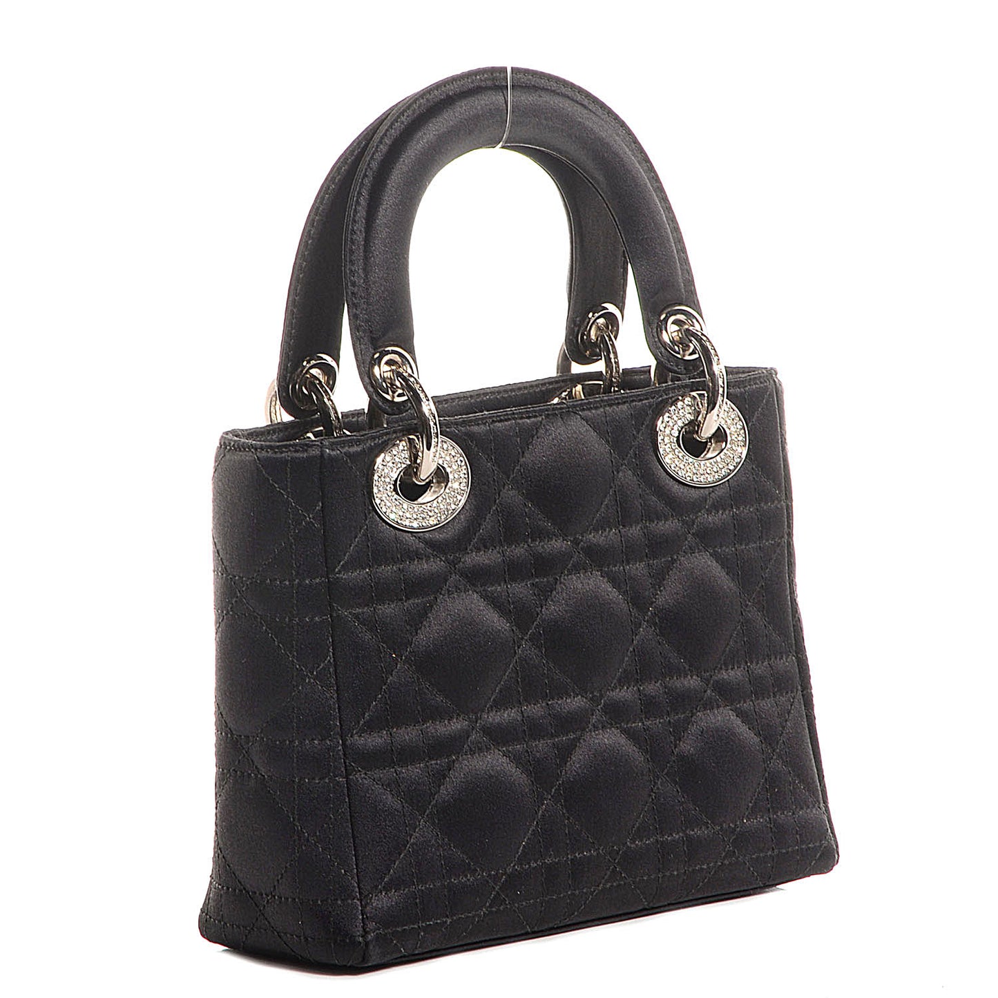 Satin Swarovski Crystal Cannage Mini Lady Dior Black