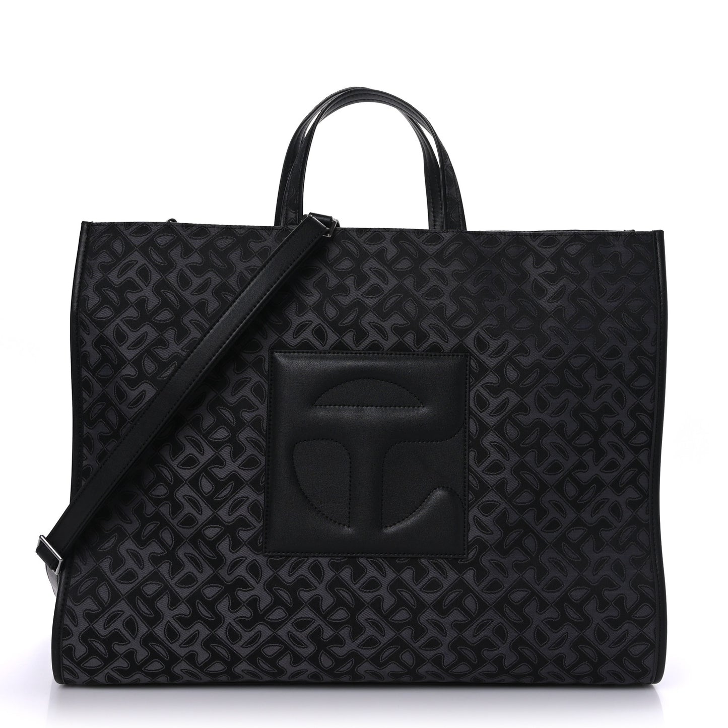 Monogram Jacquard Large Shopping Bag Black