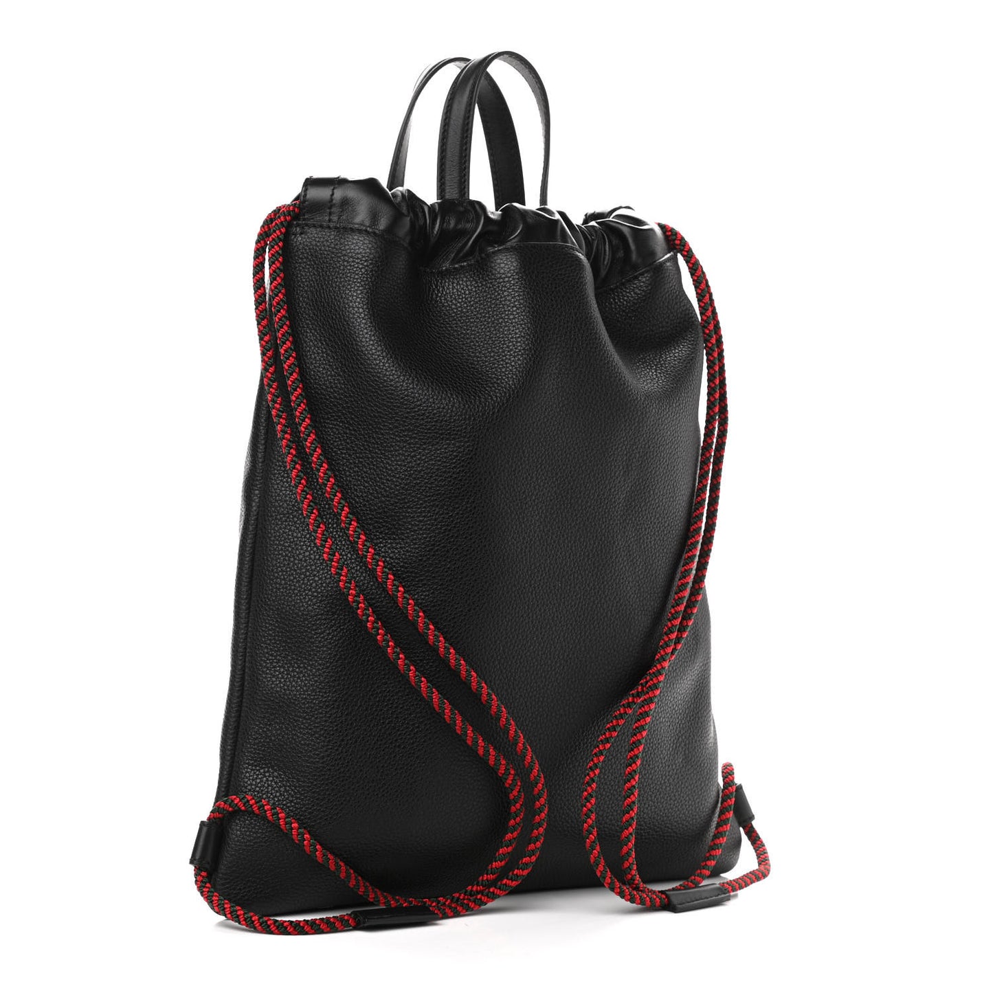 Calfskin Logo Drawstring Backpack Black