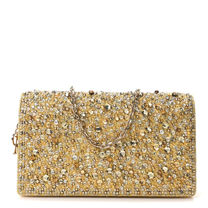 Christian Dior Calfskin Satin Bead Embroidery Lady Dior Clutch Gold Yellow 1 of 11