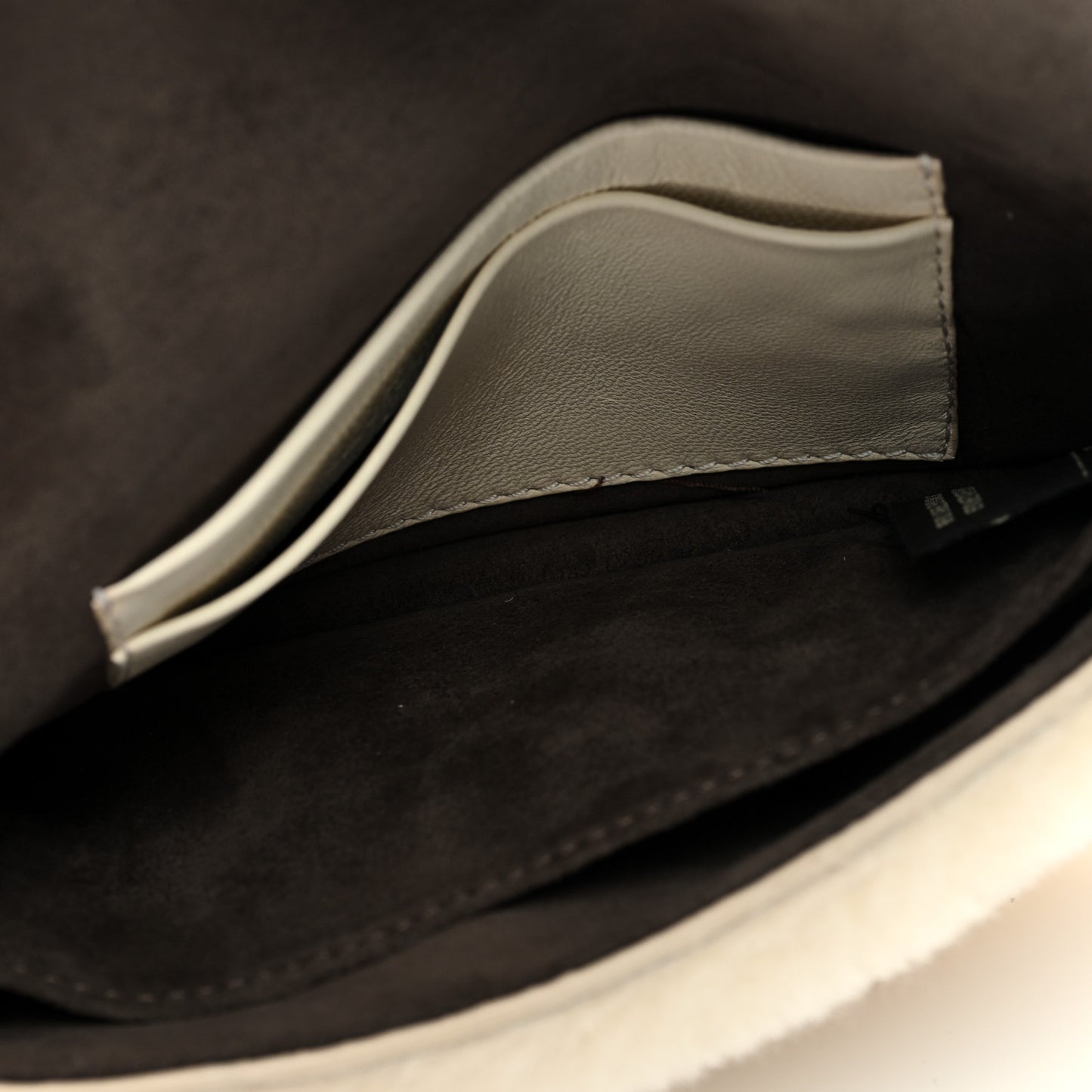 Shearling Shiny Nappa Micro Baguette Latte Panna