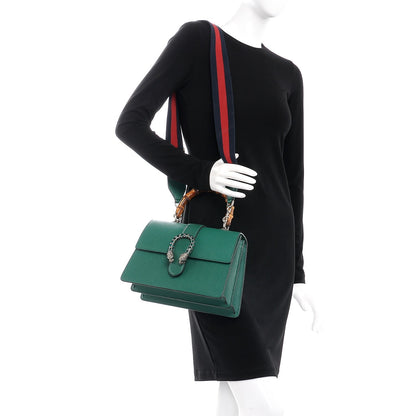 Gucci Dollar Calfskin Crystal Web Medium Dionysus Bamboo Top Handle Bag Emerald 2 of 9