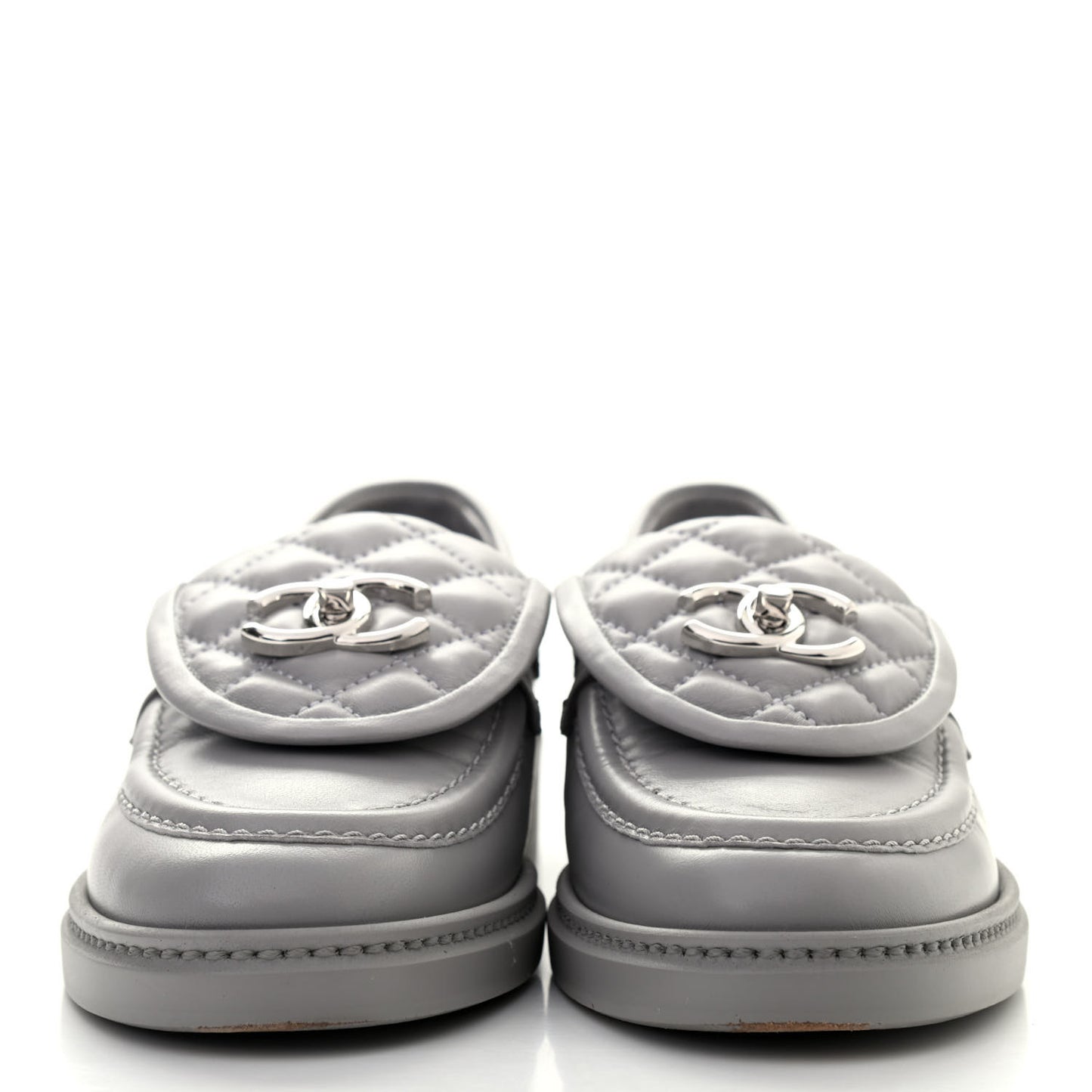 Lambskin Quilted CC Turnlock Loafers 36 Grey
