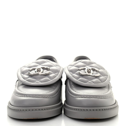 Chanel Lambskin Quilted CC Turnlock Loafers 36 Grey 2 of 11