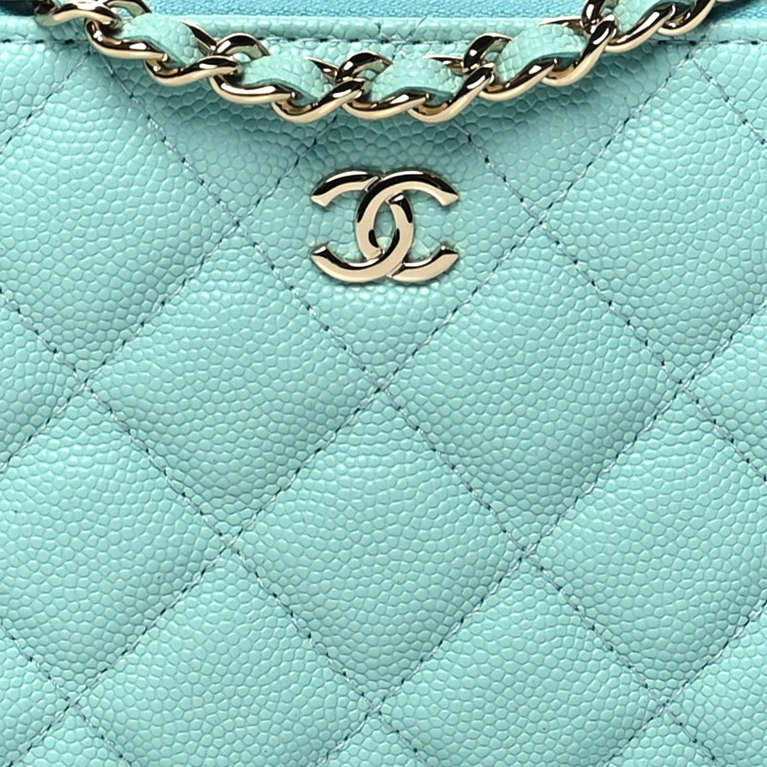 Chanel Caviar Quilted Small Clutch With Chain Light Blue 9 of 9