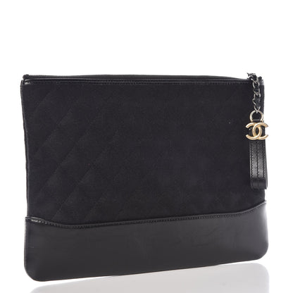 Chanel Felt Calfskin Quilted Medium Gabrielle Cosmetic Case Black 3 of 7