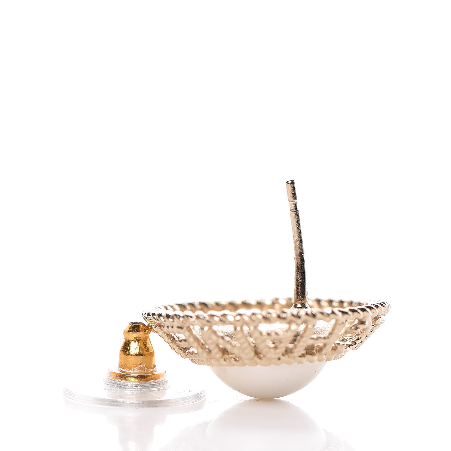 Chanel Pearl CC Round Rope Logo Earrings Gold 5 of 6