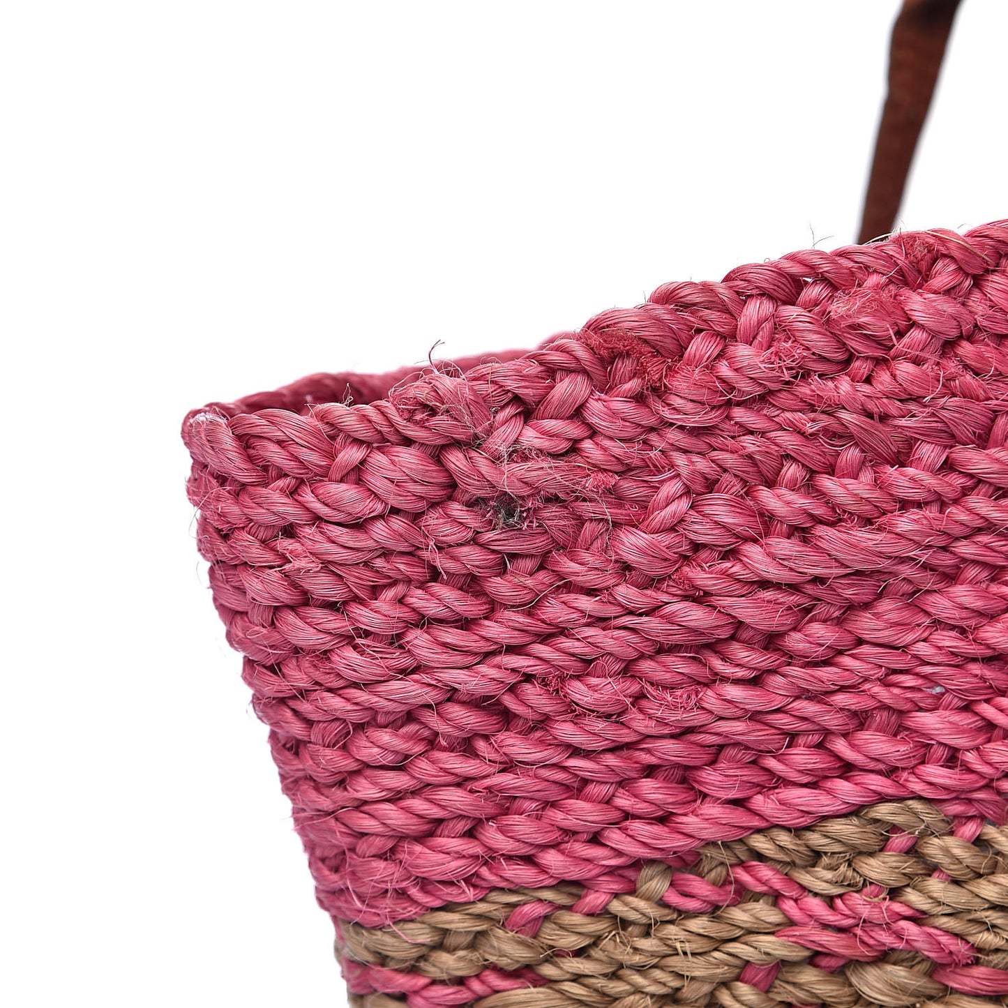 Raffia Panier Two-Toned Raffia Tote Pink Natural