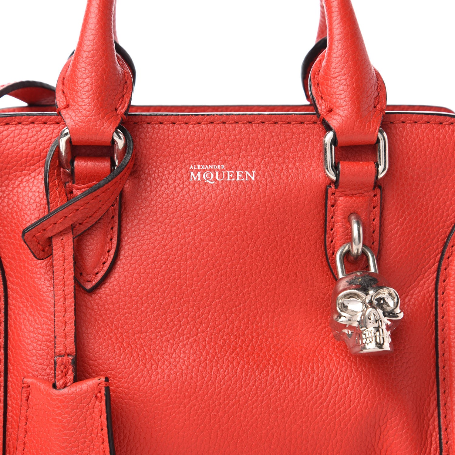 Alexander McQueen Pebbled Calfskin Mini Padlock Tote Red 10 of 12